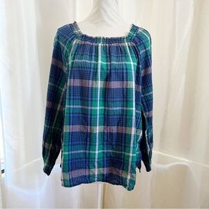 Plaid off the shoulder Top Size Large NEW